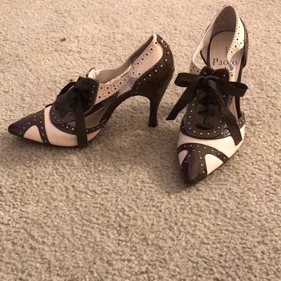 Paolo Brown & Cream Heel size 4.5. - Picture 2 of 5